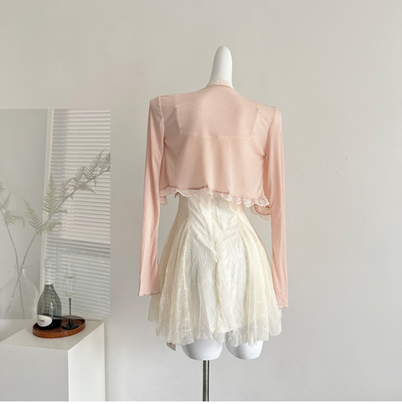 フラワーレースワンピース+カーディガンset LK1736