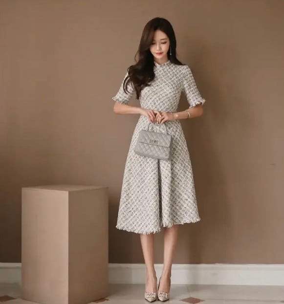 ツイードフレアワンピース | select shop -pixie-