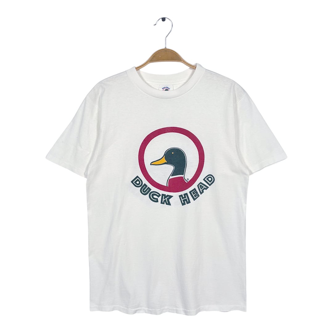 80s ダックヘッド DUCK HEAD USA製 ヴィンテージ Tシャツ 企業ロゴ ホワイト シングルステッチ サイズM BZ0632