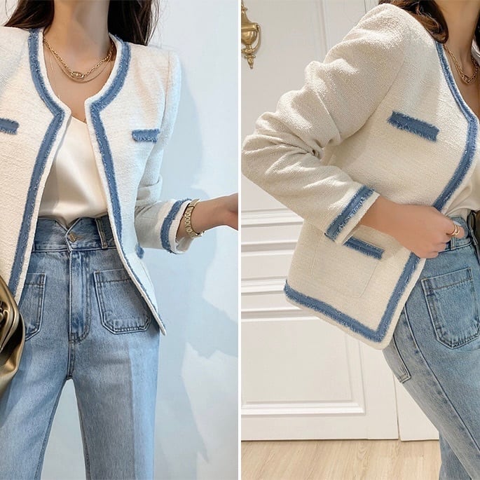 五大陸 × PETER JOHNSTON ダブルジャケット ホワイトパイピング 全2色デニムパイピングジャケット【050109】 | ROSE AURA