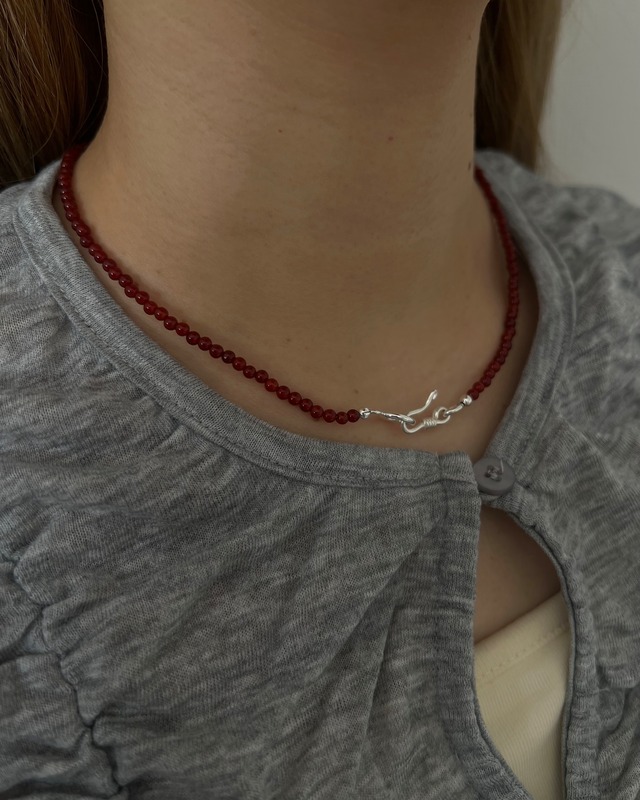 S925 Red agate 2way hook necklace (N242
