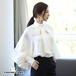 2色 ゆったり 大人 通勤 トップス 韓国風 リボン 長袖シャツ シフォン パフスリーブ 白 おしゃれ 秋 40代 フォーマル オフィス レディース ブラウス