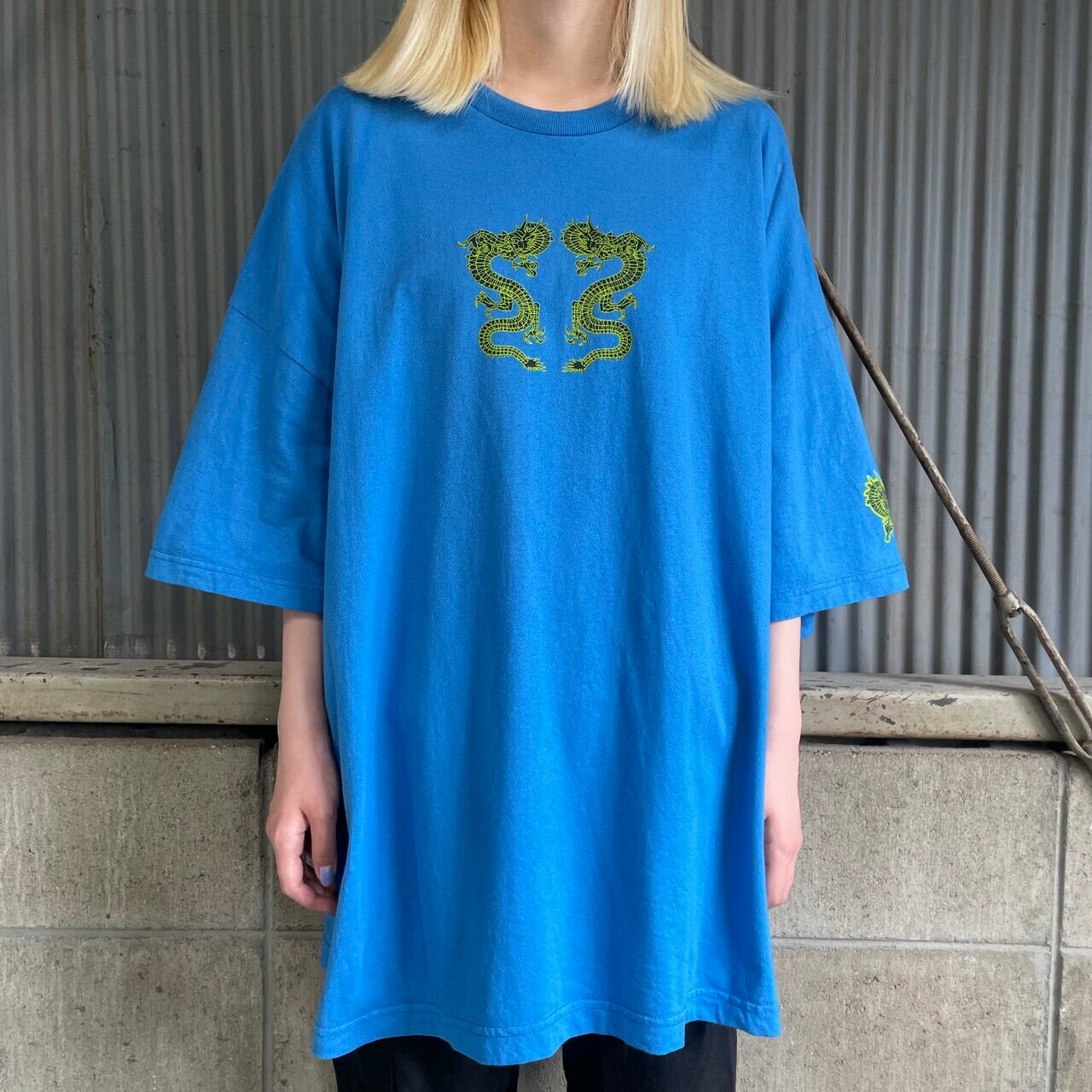 Tシャツ プリント 古着 ビッグサイズ 00年代 no boundaries 龍 両面プリント Tシャツ メンズ