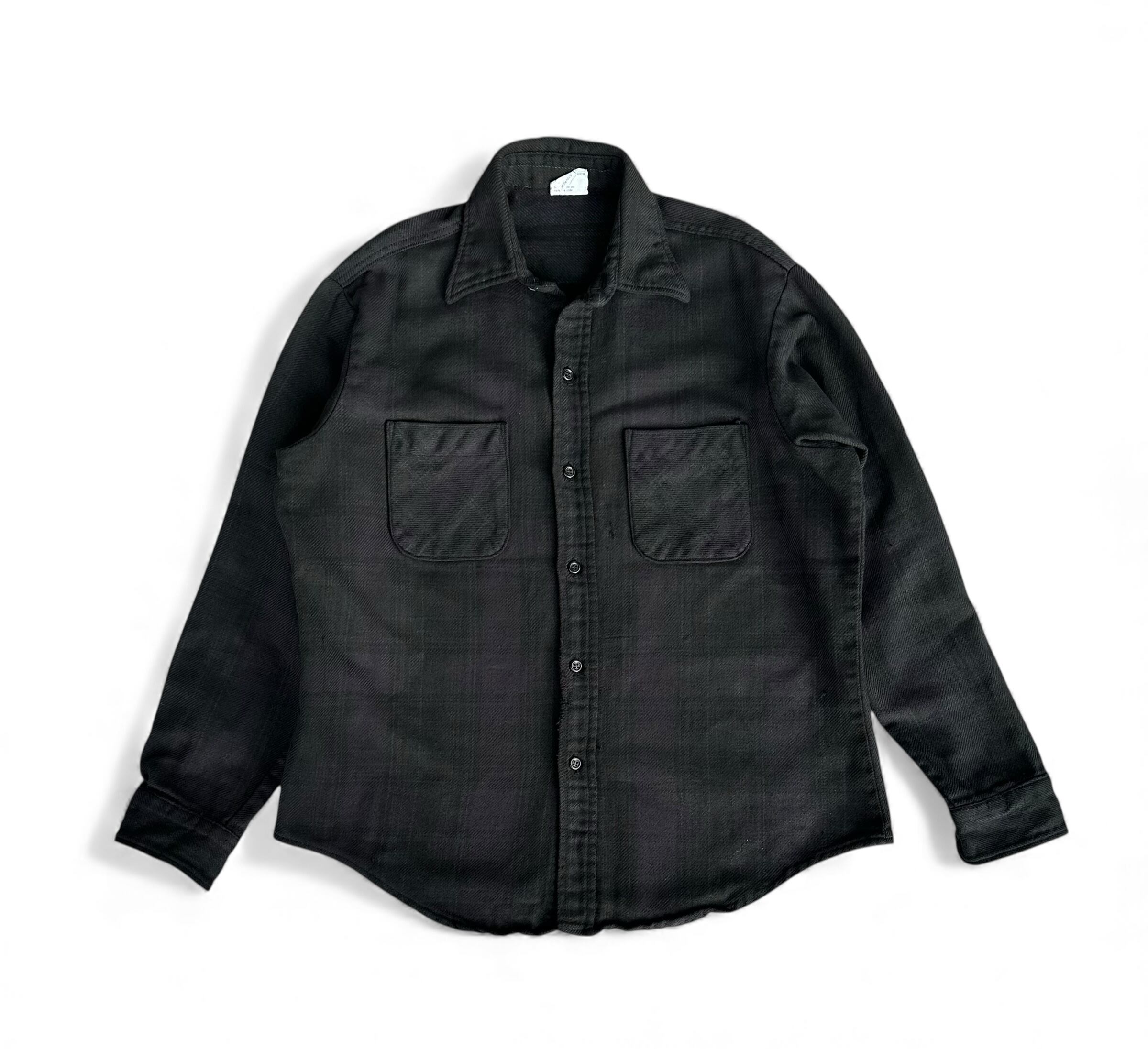 custom 黒ボタン③ 1980's five brother black blue check nel XL