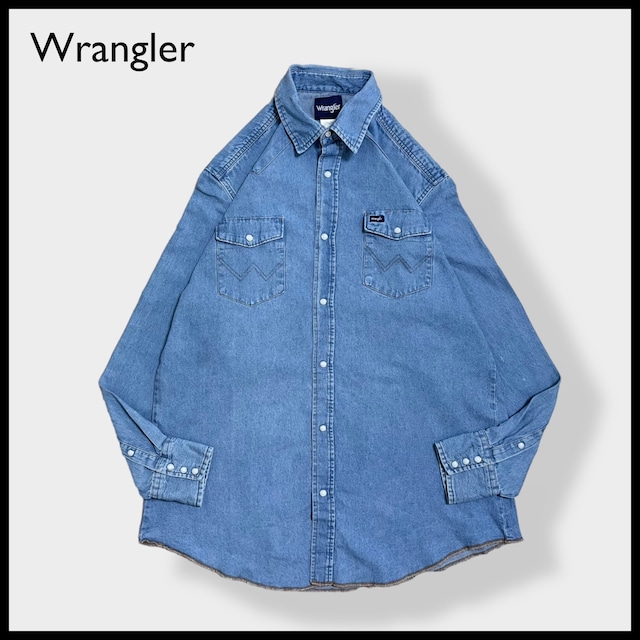 【Wrangler】ウエスタンデニムシャツ デニムシャツ ウエスタンシャツ ショルダーヨーク フラップポケット XLT ビッグシルエット ラングラー 胸パッチ us古着