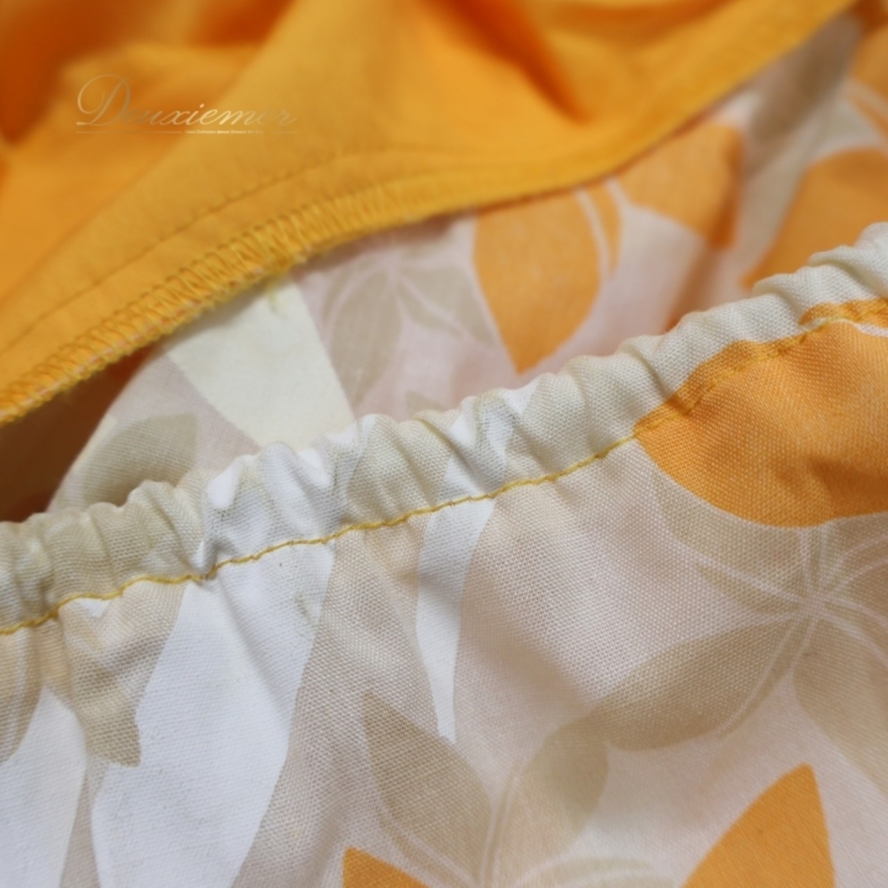 フラダンス 衣装 ワンピース ドレス イエロー系 パンドール 花柄 黄 白 華やか Paondor 日本製 かわいい 明るい ハワイアン アロハ 橙 ハワイアンプリント ホワイト系 オレンジ系