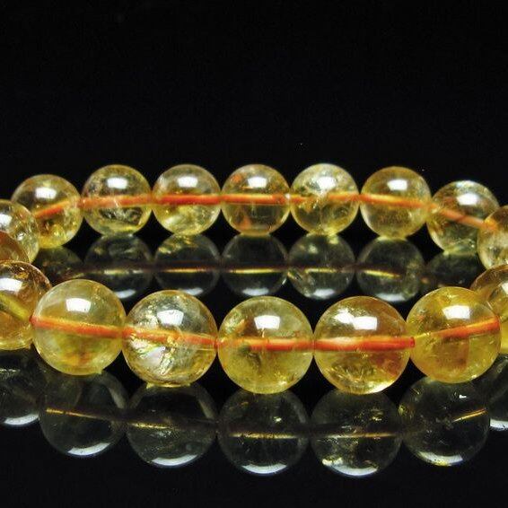 シトリン ブレスレット 虹入り 11mm シトリンクォーツ ブレス メール便可 一点物 111-50432