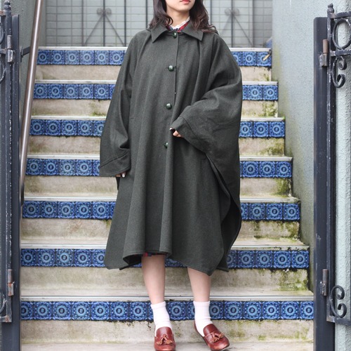 EU VINTAGE OBERRAUCH ZITT HOODED WOOL OVER CAPE COAT PONCHO/ヨーロッパ古着フーデッドウールオーバーケープコートポンチョ