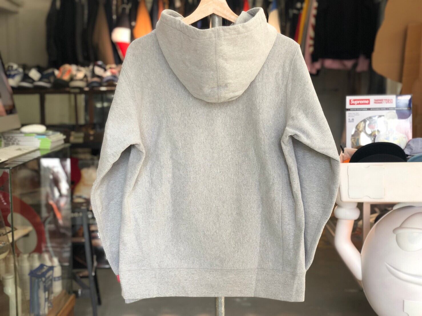 Supreme CHROME CLASSIC LOGO HOODED SWEATSHIRT GREY MEDIUM II0119 