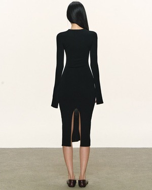 ハイネックスリットタイトワンピース 2color A0842