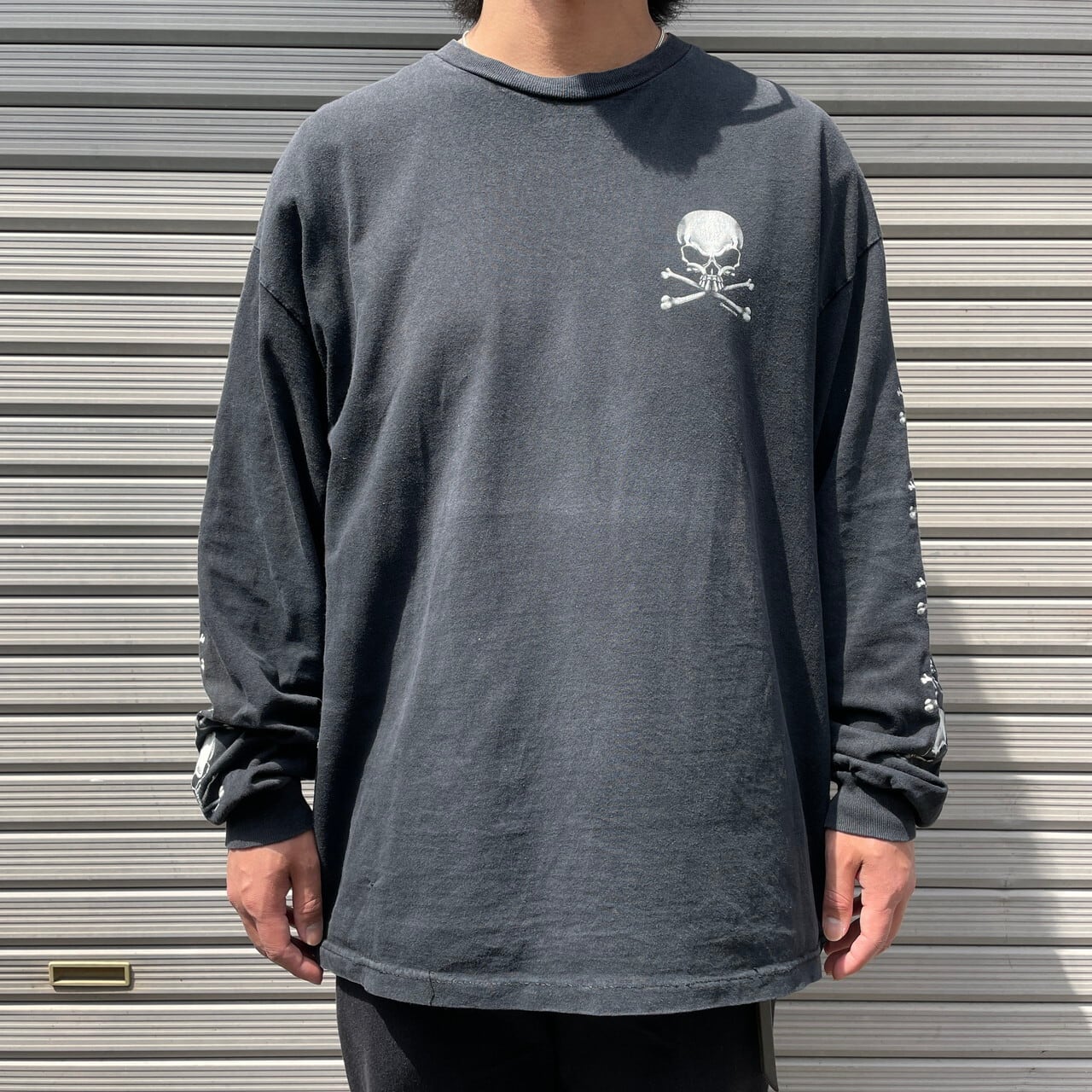 ビンテージ スカルプリント 黒 スウェット vintage ドクロ sweat