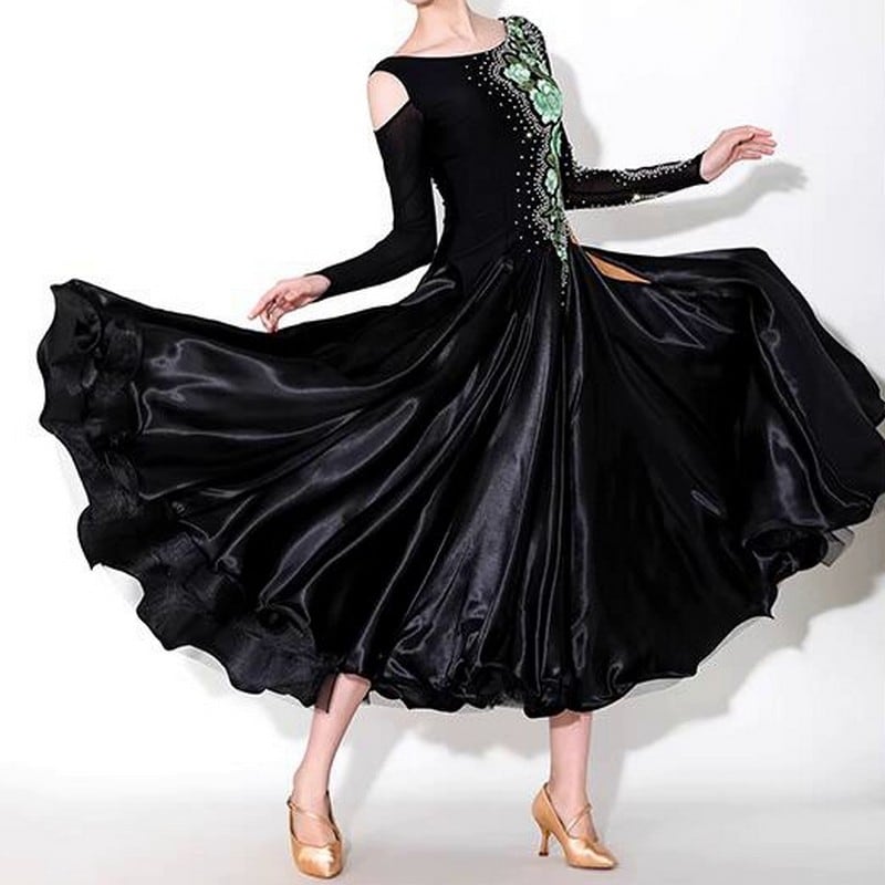 フラワーモチーフデザイン ロングスリーブ スタンダードドレス ds0984