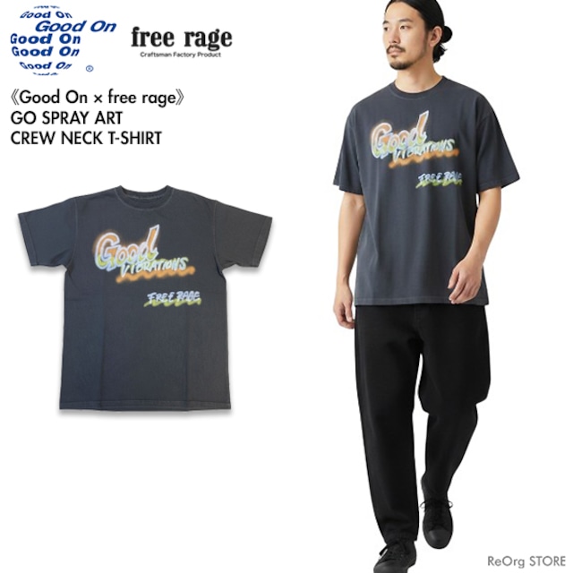 [数量限定] Good On × free rage グッドオン フリーレイジ コラボ OLSS1321P GO スプレーアート SPRAY ART Tシャツ 半袖  綿 メンズ ユニセックス 日本製