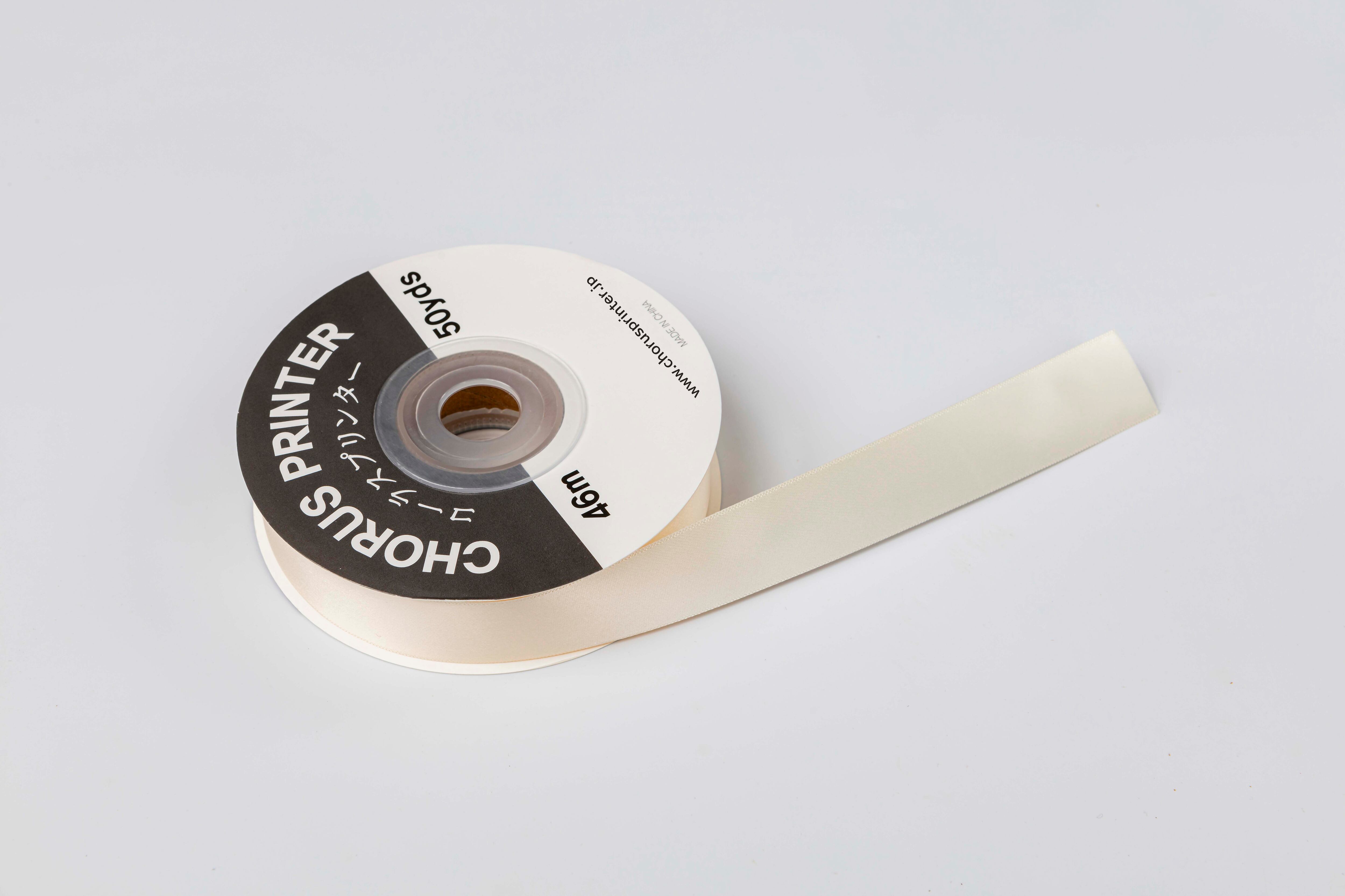 コーラスリボン アイボリー2.5㎝×46m(1m@43円)プリンター専用