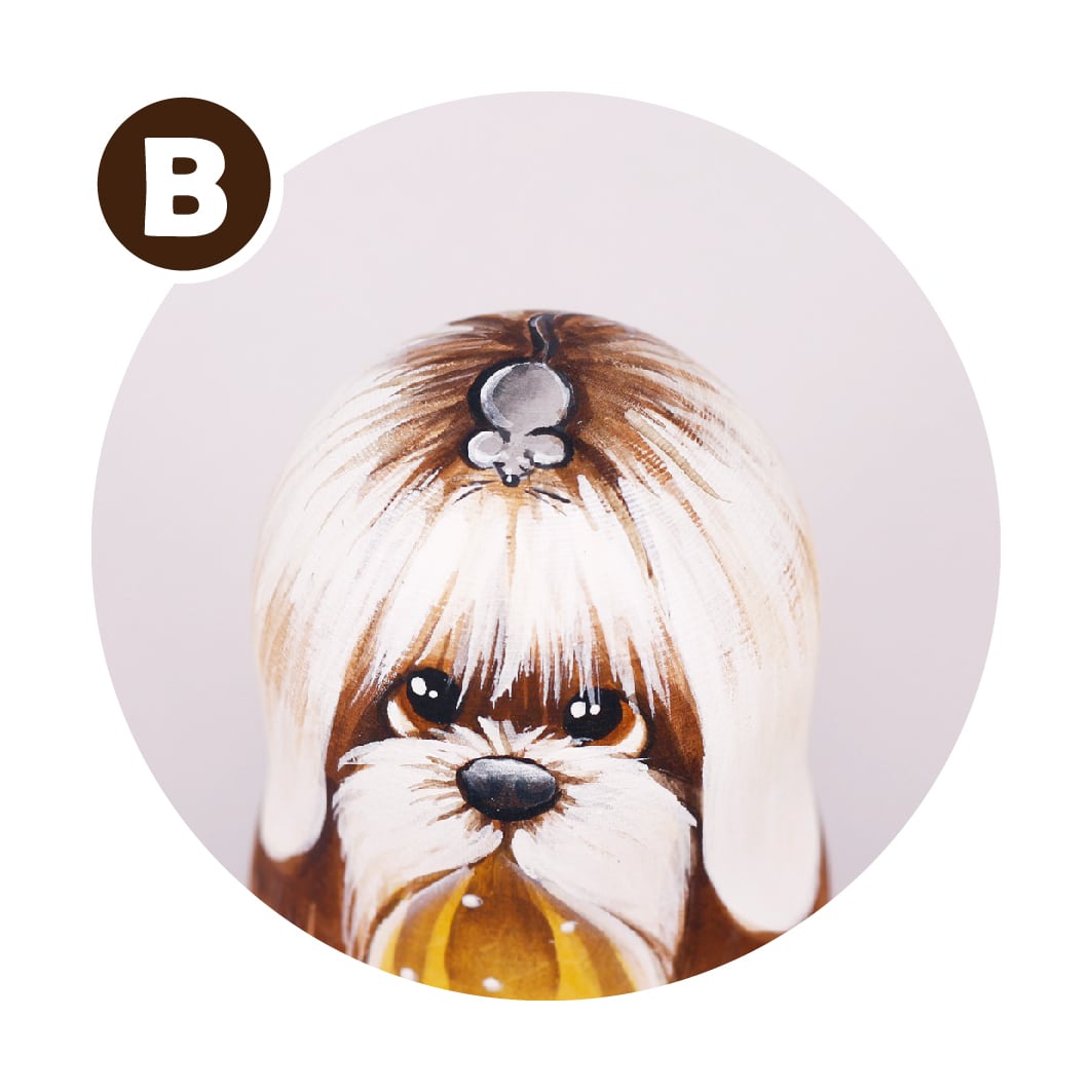 オレ―シャ作 マトリョーシカ 3個型 犬 | GINZA HAKKO 木の香