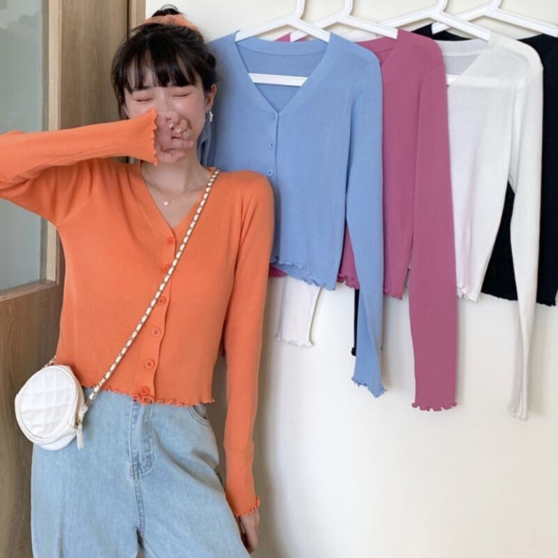 ニットセーター レディーススプリングオータムスタイルルーズショートブラックVネックカーディガンジャケット ロング 春物 秋物 1号婦人77066309507