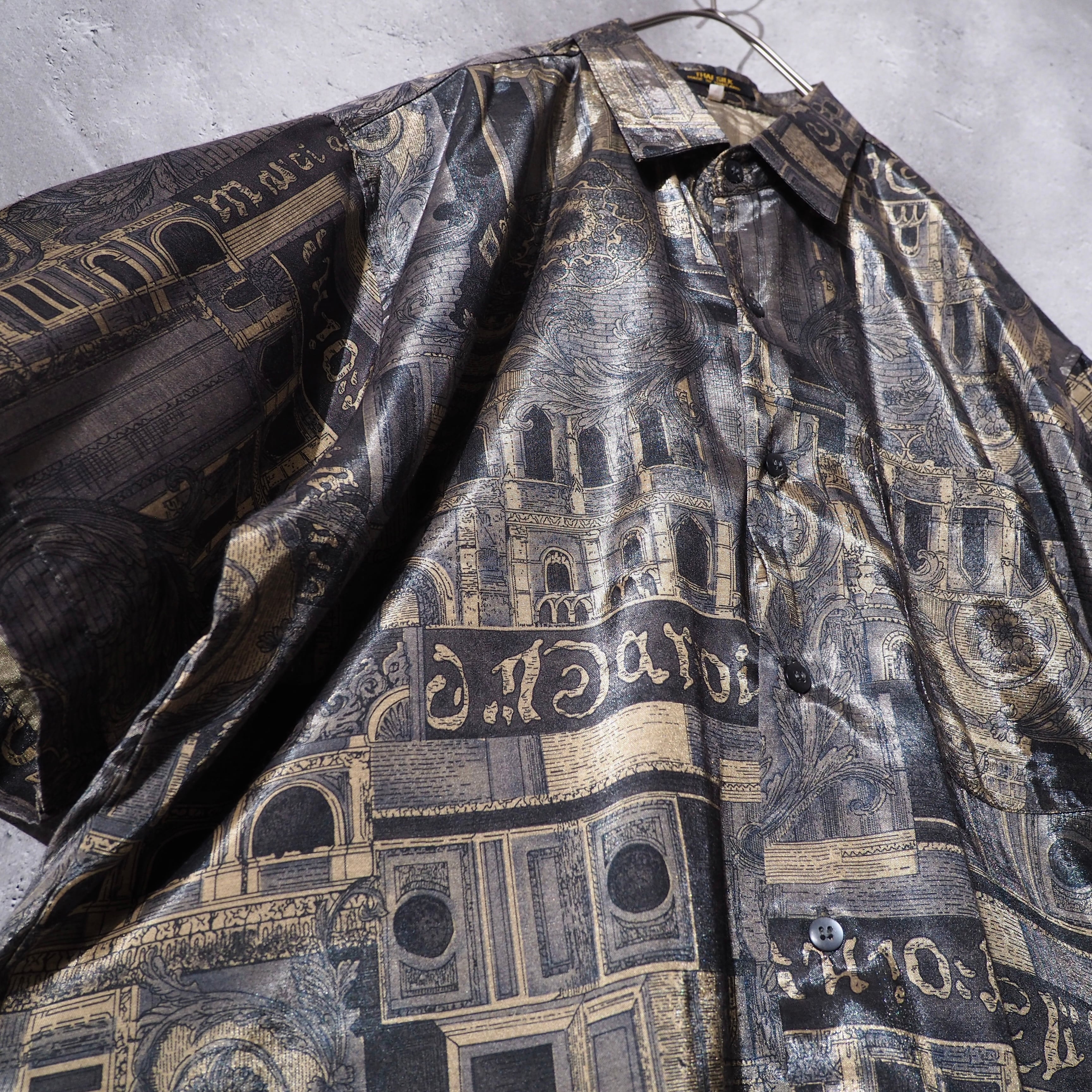 Beautiful Luxury Art Pattern Vintage loose Thai silk shirt