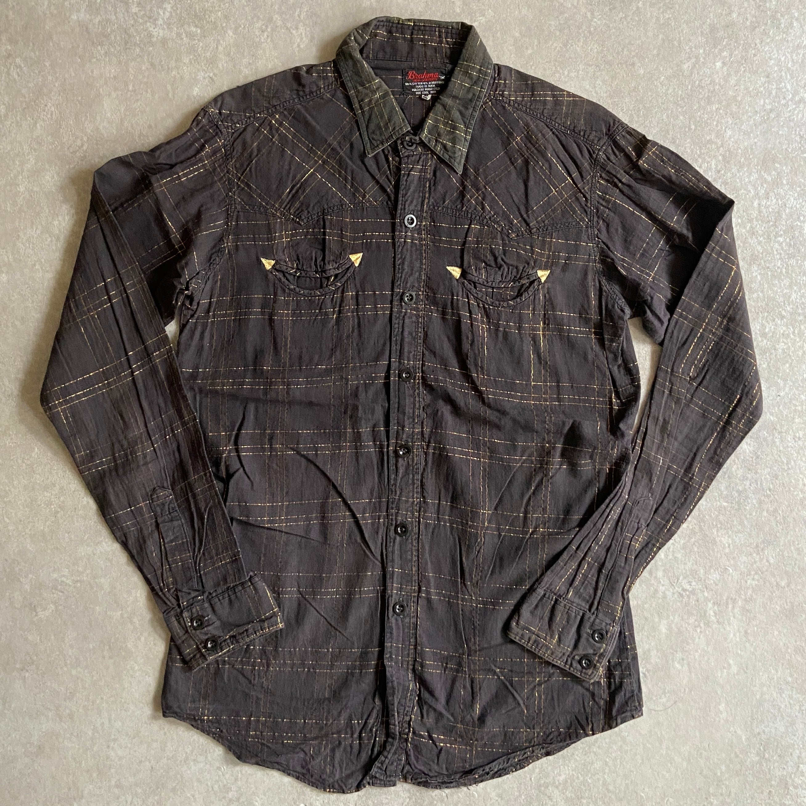 1970s Brahma INDIA GARMENTS L/S Western Shirts L H835