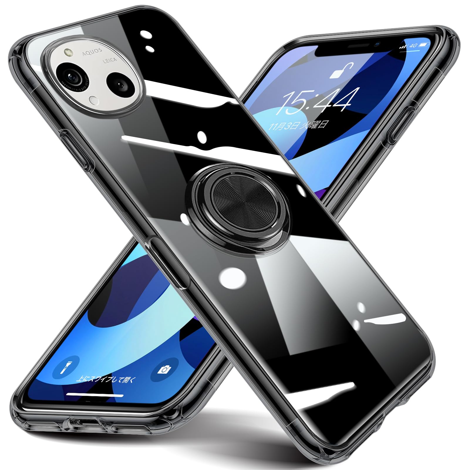 WZOYXOC と互換性のある AQUOS R10 用のケース リング 透明 柔軟 メッキ加工 TPU 耐衝撃 ブラック