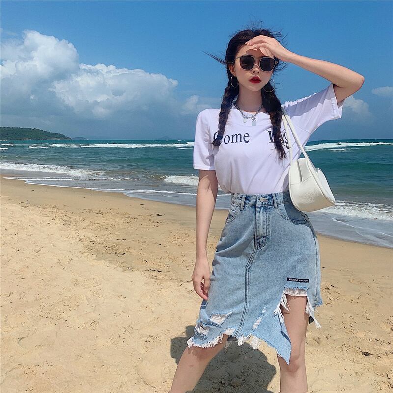 スカート サマー薄手ハイウェストウェストスリム 夏物 ブラックストロベリース75185775011