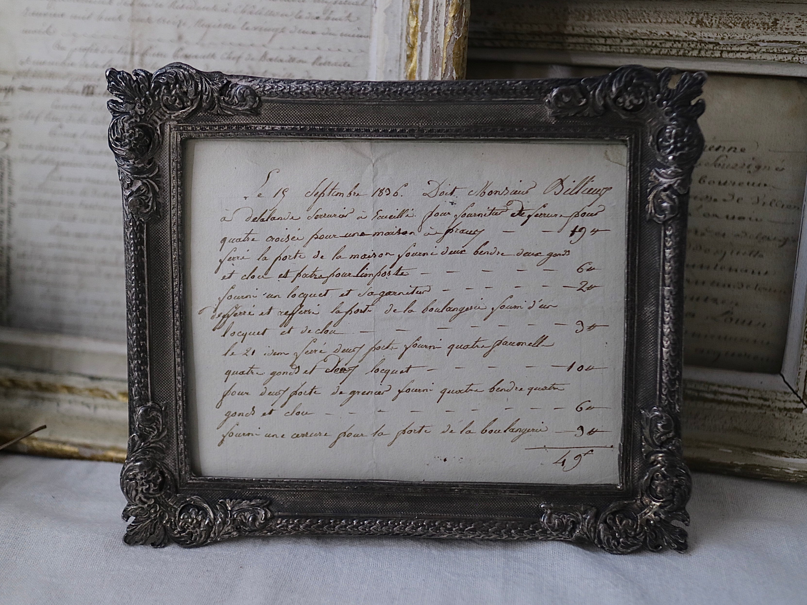 フランス アカンサス模様のアンティークフレーム 19世紀 額装 木製