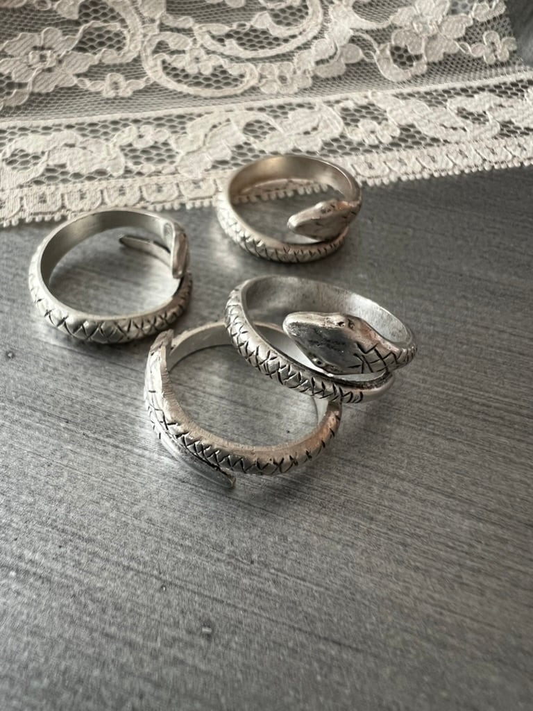 90s ヴィンテージ スネークモチーフ スターリングシルバーメッキリング