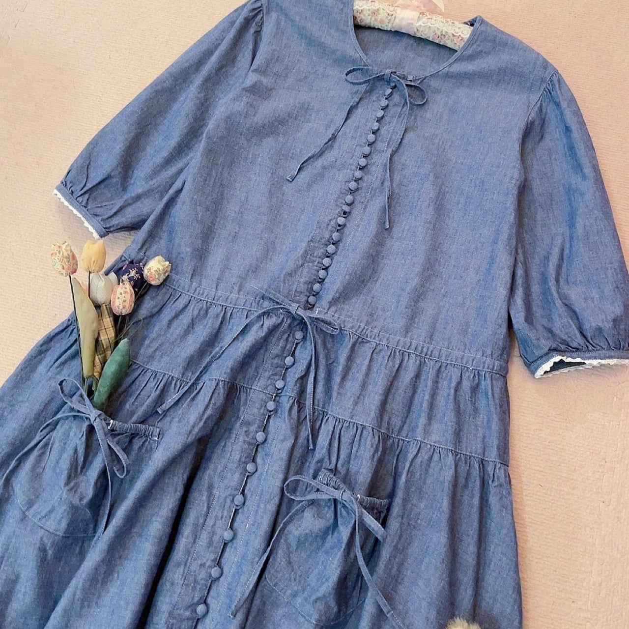 PINKHOUSE / dungaree ribbon gather one-piece