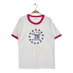 70s ゴルフマナー リンガーTシャツ USA製 ヴィンテージ Tシャツ ホワイト トリムT サイズXL BZ0687