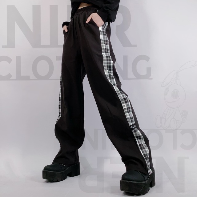 STYLE-UP SIDE CHECKERED PANTS【裾ZIP付き】