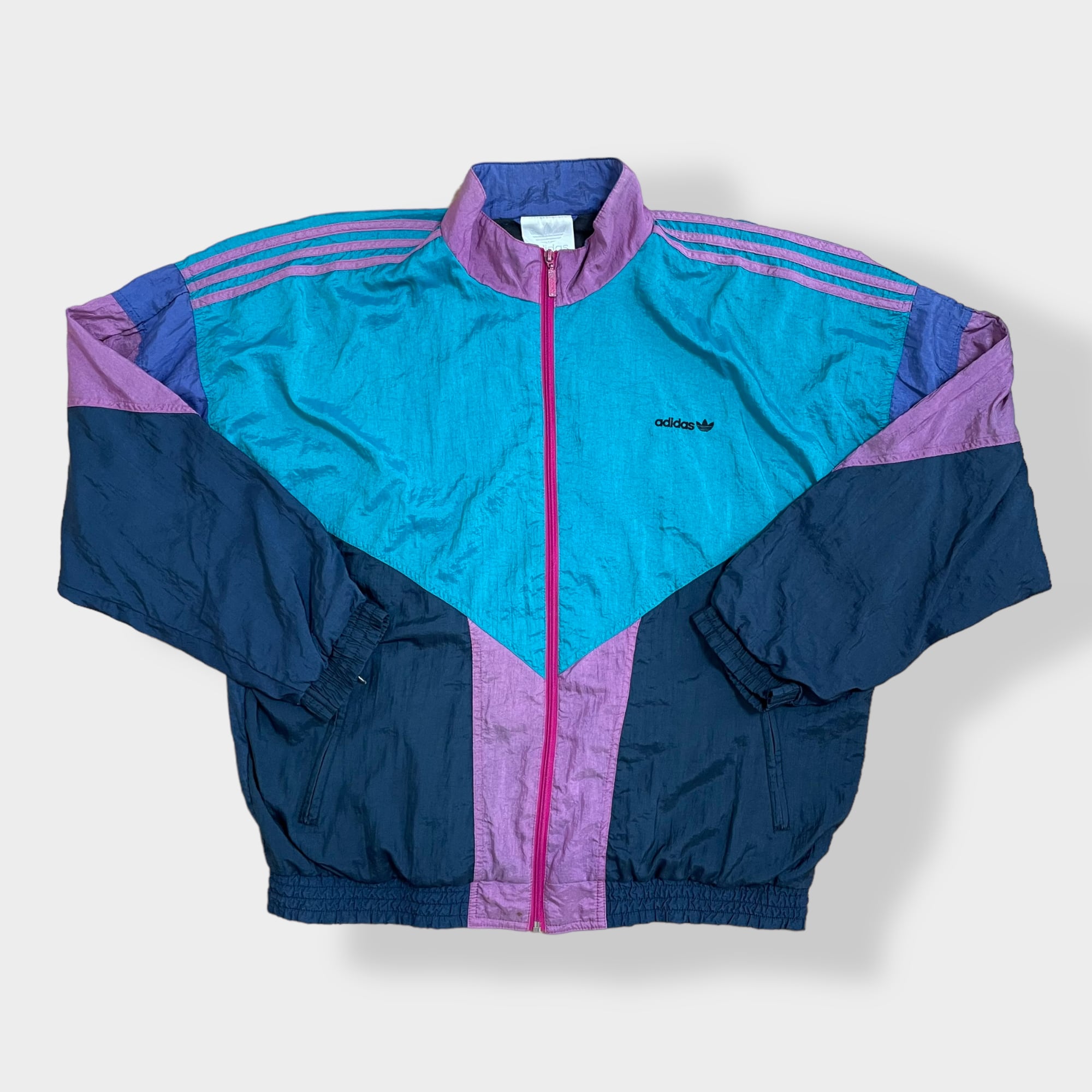 アディダス adidas ジップアップジャケット 青×赤 adidas ジップアップ 