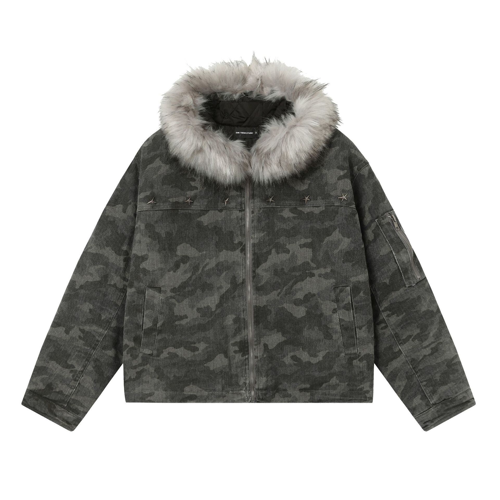 迷彩ファー付きジャケット el1236 | elev fashion store