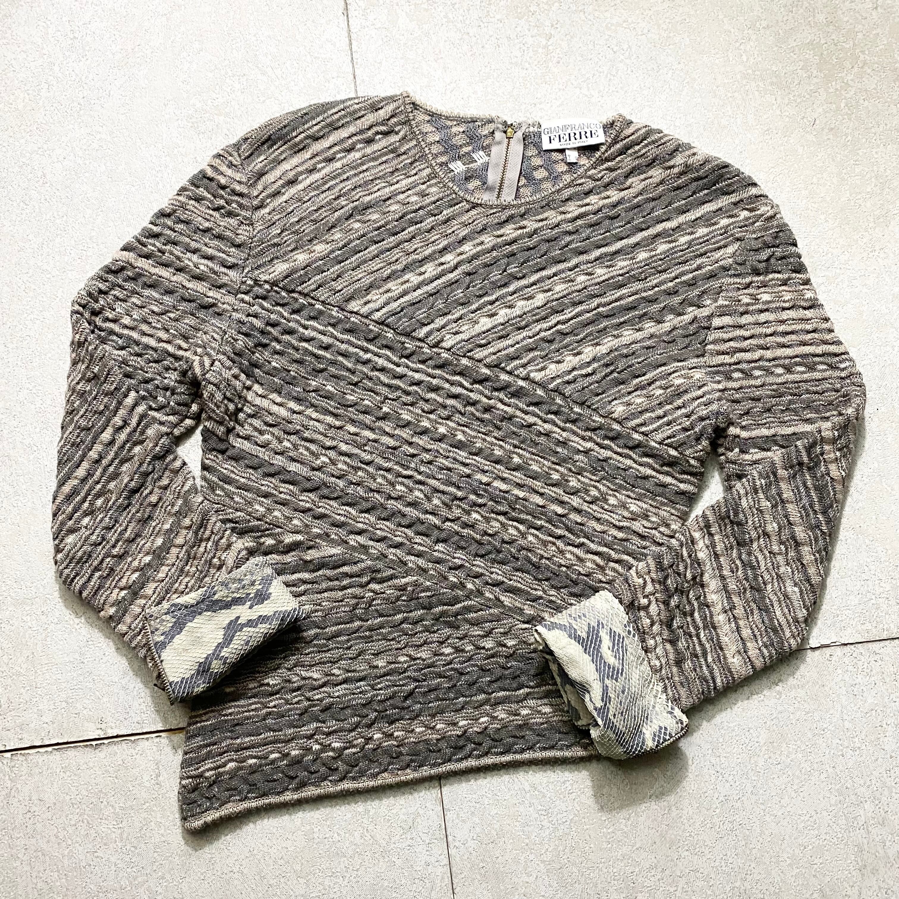 vintage GIANFRANCO FERRE python leather switching asymmetrical 