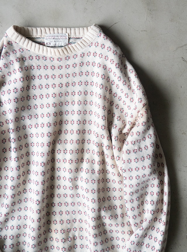 "LORD JEFF" 1980s Cotton fine pattern knit MADE IN U.S.A