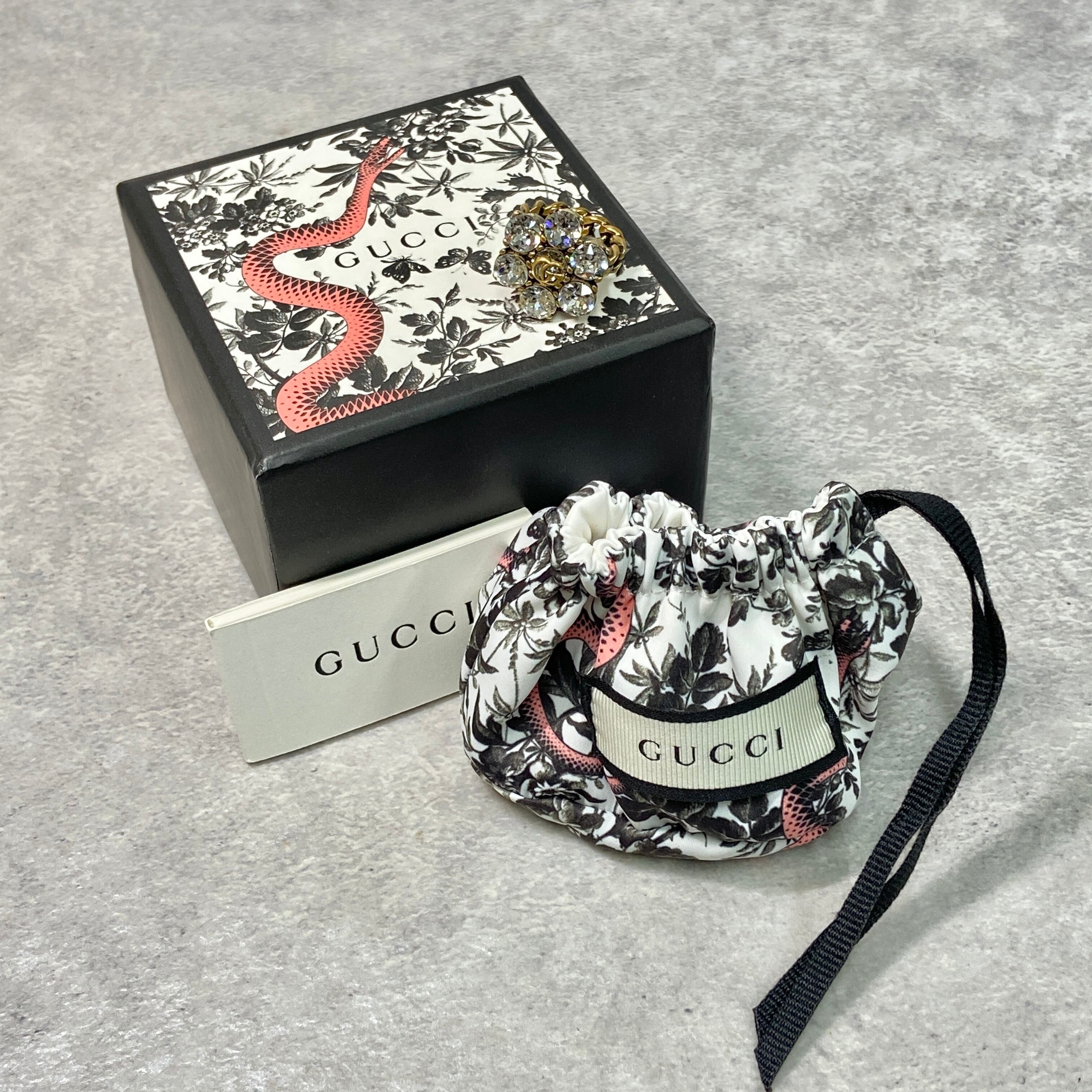 GUCCI グッチ クリスタル ダブルG リング XS ゴールド 指輪