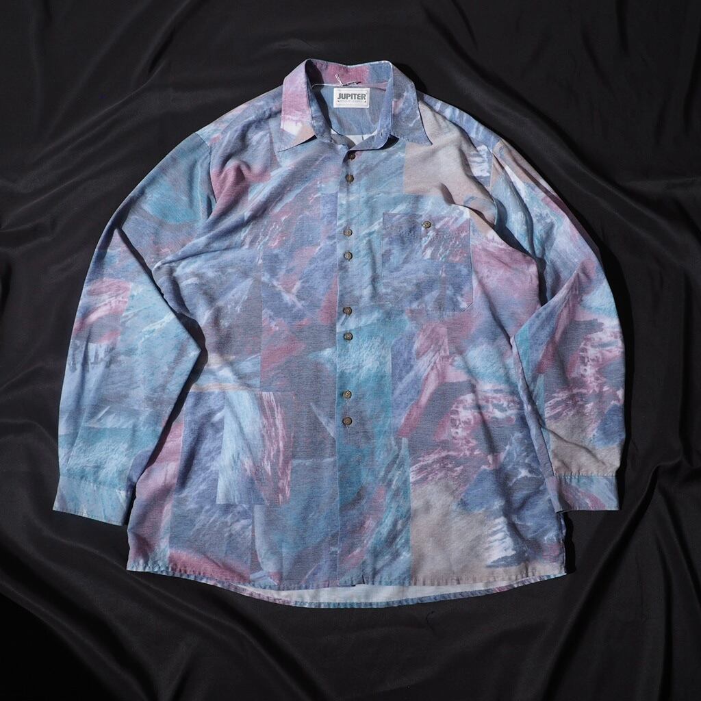 Jupiter water surface pale tone pattern rayon shirt