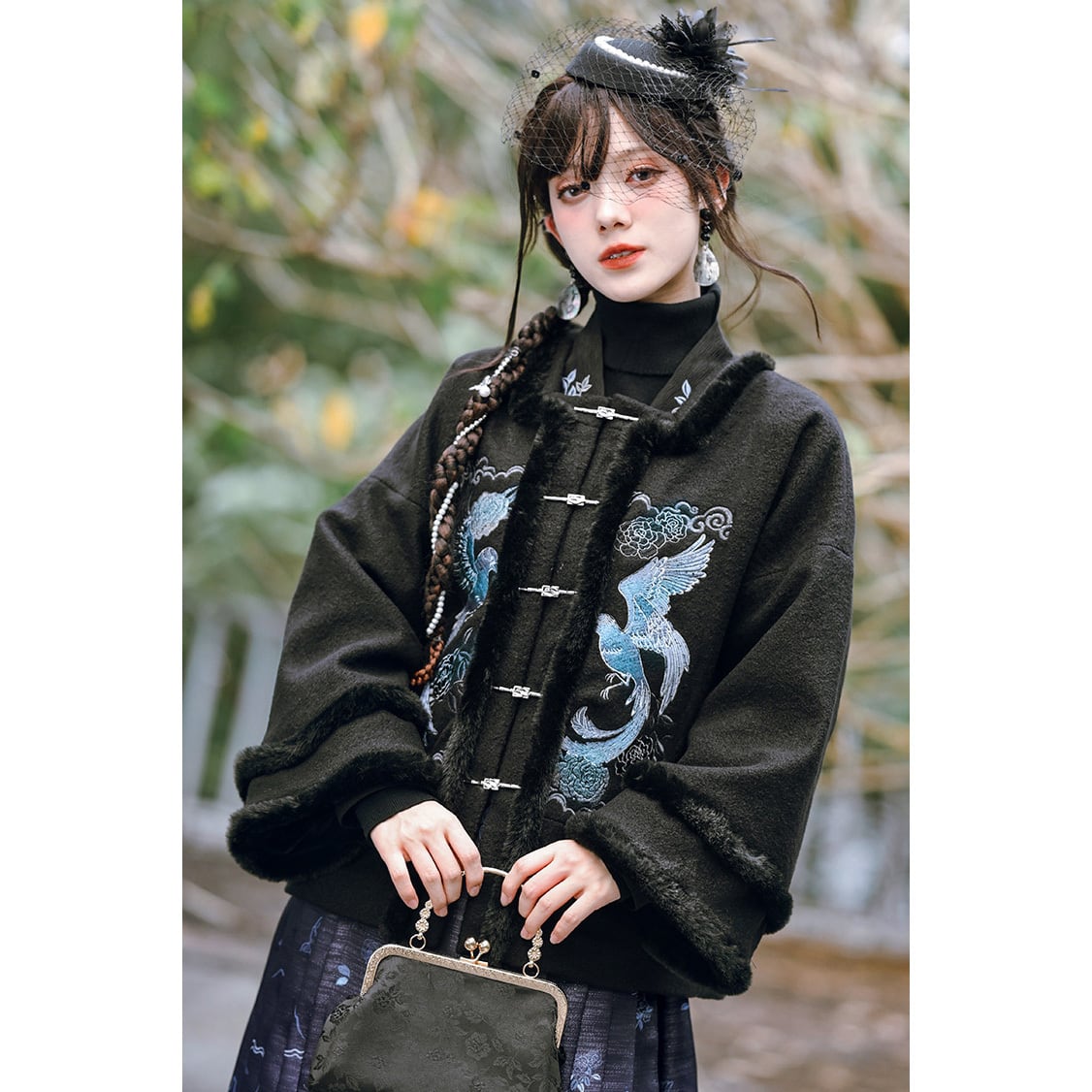之x古怪舎】☆コート・鸞鳴☆ブラック 刺繍 漢服 チャイナ服 之x古怪舎】☆コート・鸞鳴☆ブラック 刺繍 漢服 チャイナ服