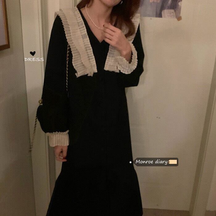 スタイルドレス オータムウィンタースカート ブラックロング 秋物 冬物 モンロー42410498407