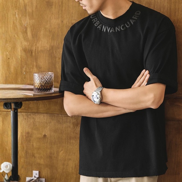 Neck logo vintage heavy t shirt ( 2color )