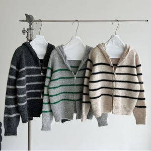 border zip-up knit cardigan J00105