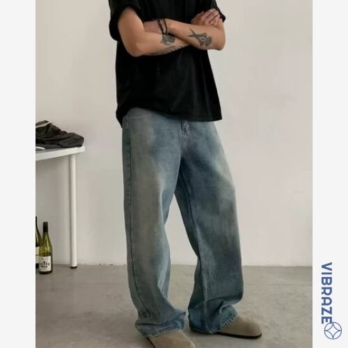 ウォッシュドカラーロングジーパン vi1494