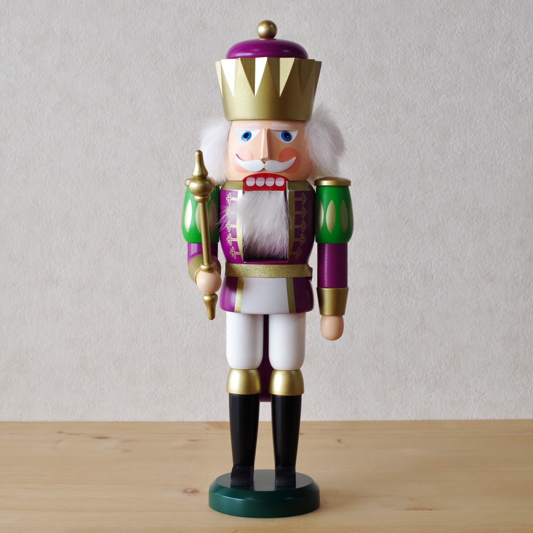 くるみ割り人形 王様 パープル×グリーン 40cm | 木のおもちゃ専門店