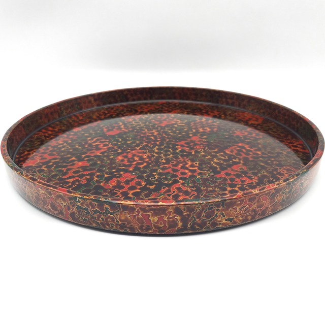 津軽塗（唐塗）バカ塗り・お盆・丸盆・トレー・漆器・伝統工芸・No.260401-26・梱包サイズ80