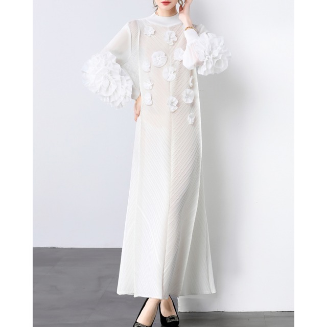 フラワーボリュームスリーブワンピース L1793