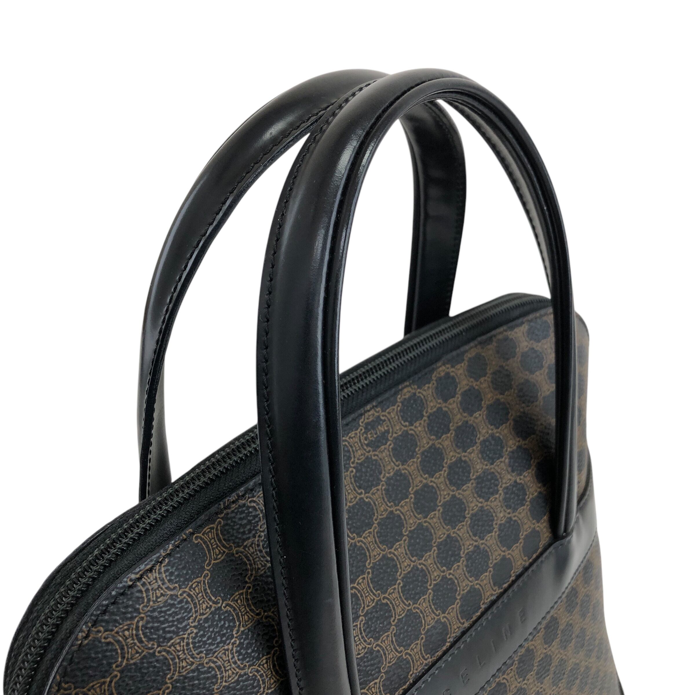 CELINE セリーヌ マカダム ショルダーバッグ ブラック PVC レザー 2way