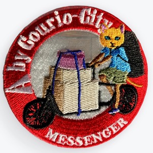 A By Courio-City Original Patch/Cargobike Messenger Cat/刺繍/アイロン接着可