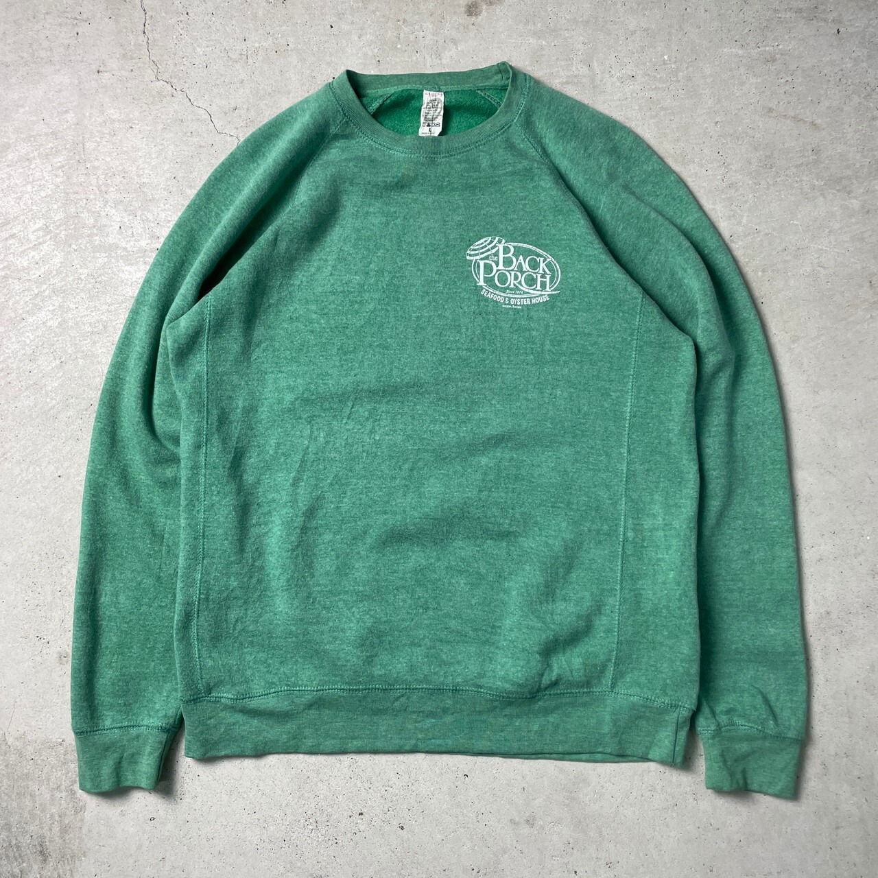 THE BACK PORCH 企業ロゴ プリント ラグランスウェットシャツ メンズL 