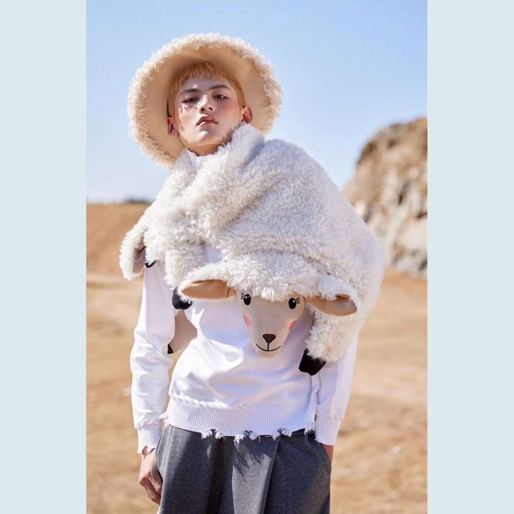 子羊のイミテーションファーショール 【男女兼用】E00300 | EMMA GRAND