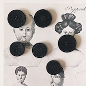 フランス 1900s 幾何学の黒花とgalalithe製ボタンセットb アンティーク