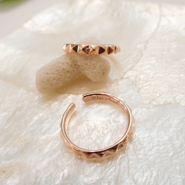 SilverStudsRing-Pink Gold-