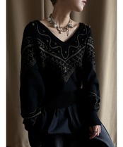 retro mode design black knit-5019-10